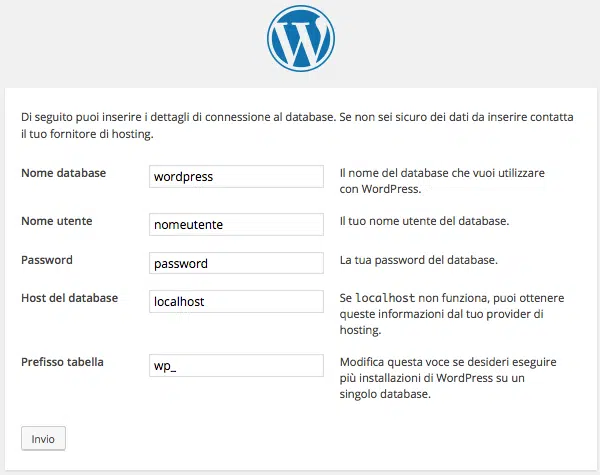 Comunicare a WordPress il database