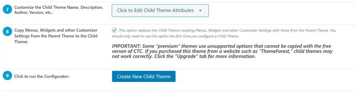 Come configurare un tema Child con Theme Configurator